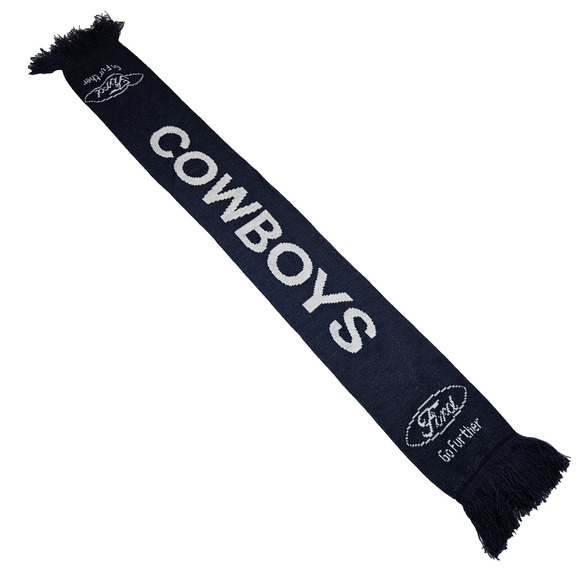 Dallas Cowboys Ford Scarf Go Further Blue Knit Winter NFL Football Texas Fringe - Picture 2 of 12